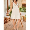 image:imageMakeMeChic Womens Maternity Summer Mini Dresses Floral Short Dresses  Vacation Boho Baby Shower Flowy Embroidery PregnancyBeige B