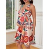 image:imageMakeMeChic Womens Maternity Summer Mini Dresses Floral Short Dresses  Vacation Boho Baby Shower Flowy Embroidery PregnancyBoho Print a