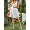 image:imageMakeMeChic Womens Maternity Summer Mini Dresses Floral Short Dresses  Vacation Boho Baby Shower Flowy Embroidery PregnancyClean White
