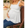 image:imageMakeMeChic Womens Maternity Tank Tops Backless Tie Front Ruffle Pregnancy Boho Peplum TopsWhite