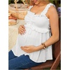 image:imageMakeMeChic Womens Maternity Tank Tops Backless Tie Front Ruffle Pregnancy Boho Peplum TopsWhite