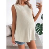 image:imageMakeMeChic Womens Maternity Tank Tops Bow Knot Crew Neck Sleeveless Summer Pregnancy TopKhaki