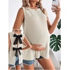 image:imageMakeMeChic Womens Maternity Tank Tops Bow Knot Crew Neck Sleeveless Summer Pregnancy TopKhaki