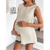 image:imageMakeMeChic Womens Maternity Tank Tops Bow Knot Crew Neck Sleeveless Summer Pregnancy TopKhaki
