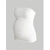 image:imageMakeMeChic Womens Maternity Tops 2 Pack Strapless Tube Tops Fall Outfits  Maternity Outfits Ruched Open Back Tops for Women Tube Tops for WomenBlack and White