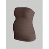 image:imageMakeMeChic Womens Maternity Tops 2 Pack Strapless Tube Tops Fall Outfits  Maternity Outfits Ruched Open Back Tops for Women Tube Tops for WomenCoffee Brown