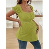 image:imageMakeMeChic Womens Maternity Tops Cute Pregnancy Shirt White Babydoll Tops  Maternity Shirts Square Neck Short Sleeves Cute Maternity Tops SummerGreen Solid