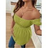 image:imageMakeMeChic Womens Maternity Tops Cute Pregnancy Shirt White Babydoll Tops  Maternity Shirts Square Neck Short Sleeves Cute Maternity Tops SummerGreen Solid