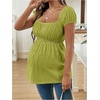 image:imageMakeMeChic Womens Maternity Tops Cute Pregnancy Shirt White Babydoll Tops  Maternity Shirts Square Neck Short Sleeves Cute Maternity Tops SummerGreen Solid