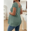 image:imageMakeMeChic Womens Maternity Tops Cute Pregnancy Shirt White Babydoll Tops  Maternity Shirts Square Neck Short Sleeves Cute Maternity Tops SummerGreen