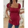 image:imageMakeMeChic Womens Maternity Tops Cute Pregnancy Shirt White Babydoll Tops  Maternity Shirts Square Neck Short Sleeves Cute Maternity Tops SummerRed
