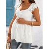 image:imageMakeMeChic Womens Maternity Tops Eyelet Flutter Sleeve Sweetheart Neck Summer Babydoll Tee ShirtsWhite