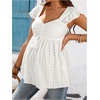 image:imageMakeMeChic Womens Maternity Tops Eyelet Flutter Sleeve Sweetheart Neck Summer Babydoll Tee ShirtsWhite