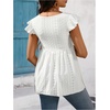 image:imageMakeMeChic Womens Maternity Tops Eyelet Flutter Sleeve Sweetheart Neck Summer Babydoll Tee ShirtsWhite