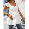 image:imageMakeMeChic Womens Maternity Tops Eyelet Flutter Sleeve Sweetheart Neck Summer Babydoll Tee ShirtsWhite