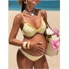 image:imageMakeMeChic Womens Maternity Two Piece Summer Bikini Sets Push Up Ruffle High Cut Pregnancy SwimsuitsYellow