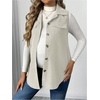 image:imageMakeMeChic Womens Maternity Vest Jacket Corduroy Sleeveless Button Down Jackets BlazerApricot