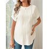 image:imageMakeMeChic Womens Maternity Work Knit Tops Nursing Short Sleeve Tees  Summer Pregnancy T Shirt Textured Crew NeckApricot Solid