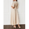 image:imageMakeMeChic Womens V Neck Maternity Dress Short Flared Sleeve Elastic Waist Ruched Pregnancy Maxi DressesKhaki
