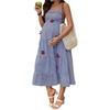 image:imageMAKEMECHIC Womens Summer Boho Maternity Dress Floral Flowy Beach Maxi Long SundressBlue