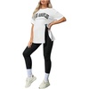 image:imageMakeMeChic Womens Maternity 2 Piece Outfits Sport Letter Graphic Tee and Adjustable Elastic Waist Legging