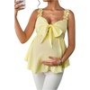 image:imageMakeMeChic Womens Maternity Blouse Bow Floral Lace Backless Sleeveless Shirred Boho Pregnancy Peplum TopsYellow