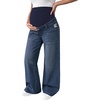 image:imageMakeMeChic Womens Maternity Bootcut Jeans Wide Leg Over The Belly Straight Pregnancy Denim PantsDark Wash B