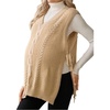image:imageMakeMeChic Womens Maternity Cable Knitted Sweater Vest Sleeveless V Neck Tie Side Pregnancy TopsKhaki