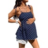 image:imageMakeMeChic Womens Maternity Cami Top Polka Dots Tie Shoulder Ruffle Smocked Sleeveless Summer TopsBlue