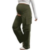 image:imageMakeMeChic Womens Maternity Cargo Pants High Waisted Wide Leg Pregnancy Trousers StreetwearArmy Green