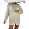 image:imageMakeMeChic Womens Maternity Crochet Beach Cover Ups Boho Swimsuit Coverup Mini DressBeige
