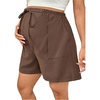 image:imageMakeMeChic Womens Maternity Drawstring Waisted Shorts Casual Wide Leg Pregnancy Shorts with PocketsBrown