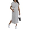 image:imageMakeMeChic Womens Maternity Dress Striped Tie Front Crew Neck Cap Sleeve Pregnancy Midi DressesBlack and White