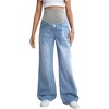 image:imageMakeMeChic Womens Maternity Jeans High Waisted Straight Leg Denim Pants  Pregnant Clothes Over The Belly Wide Leg Pants Going OutLight Wash