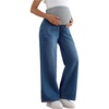 image:imageMakeMeChic Womens Maternity Jeans Over Belly Skinny Stretchy Denim Pants Comfy Pregnancy Wide Leg PantsBlue
