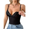 image:imageMakeMeChic Womens Maternity Nursing Bras Breastfeeding Lace Ribbed Longline Bra Tank TopBlack
