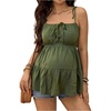 image:imageMakeMeChic Womens Maternity Peplum Tops Tie Shoulder Spaghetti Strap Pregnancy Cami TopsDark Green