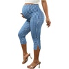 image:imageMakeMeChic Womens Maternity Plaid Capris Pants High Waist Workout Leggings  Checkered Knee Length Lace Hem Going Out Workout Pregnancy ClothesBlue and White