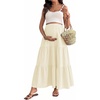 image:imageMakeMeChic Womens Maternity Ruffle Maxi Skirt  High Elastic Waisted Flowy Boho Flared Ruffle Summer Long Skirts Vacation OutfitsYellow