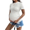 image:imageMakeMeChic Womens Maternity Shirts Crew Neck Short Sleeve Ruched Basic Tops Summer Maternity Clothes