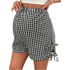image:imageMakeMeChic Womens Maternity Shorts Plaid Elastic High Waist Summer Wide Leg ShortsBlack and White