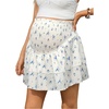 image:imageMakeMeChic Womens Maternity Skirt Floral High Waist Layered Ruffle Flowy Summer Short SkirtsWhite and Blue