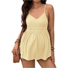 image:imageMakeMeChic Womens Maternity Summer Cami Top Lace Eyelet Embroidery V Neck Ruffle Pregnancy Tank TopsYellow