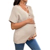 image:imageMakeMeChic Womens Maternity Summer Clothes V Neck Sweater Short Sleeve Button Pregnancy TopsApricot
