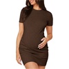 image:imageMakeMeChic Womens Maternity Summer Dress Short Sleeve Crew Neck Sundress Casual Work Short DressBrown