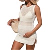 image:imageMakeMeChic Womens Maternity Swimsuit Coverup Dress Crochet Knitted Beach Boho Summer Cover UpsWhite