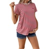 image:imageMakeMeChic Womens Maternity Tee Striped Crew Neck Short Sleeve Pregnancy T Shirt Tops
