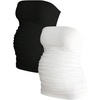 image:imageMakeMeChic Womens Maternity Tops 2 Pack Strapless Tube Tops Fall Outfits  Maternity Outfits Ruched Open Back Tops for Women Tube Tops for WomenBlack and White