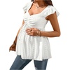 image:imageMakeMeChic Womens Maternity Tops Eyelet Flutter Sleeve Sweetheart Neck Summer Babydoll Tee ShirtsWhite