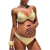 image:imageMakeMeChic Womens Maternity Two Piece Summer Bikini Sets Push Up Ruffle High Cut Pregnancy SwimsuitsYellow